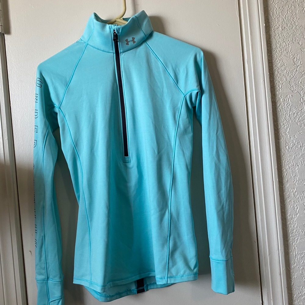 Under Armour ColdGear Fitted Pullover XS Aqua Blue Long Sleeve Top‎